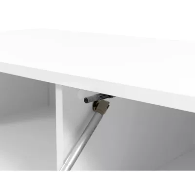 Široký televízny stolík HUNE - biely / lesklý biely