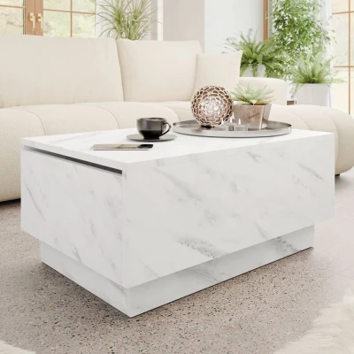 Konferenčný stolík 90x60 cm NORAN - mramor biely