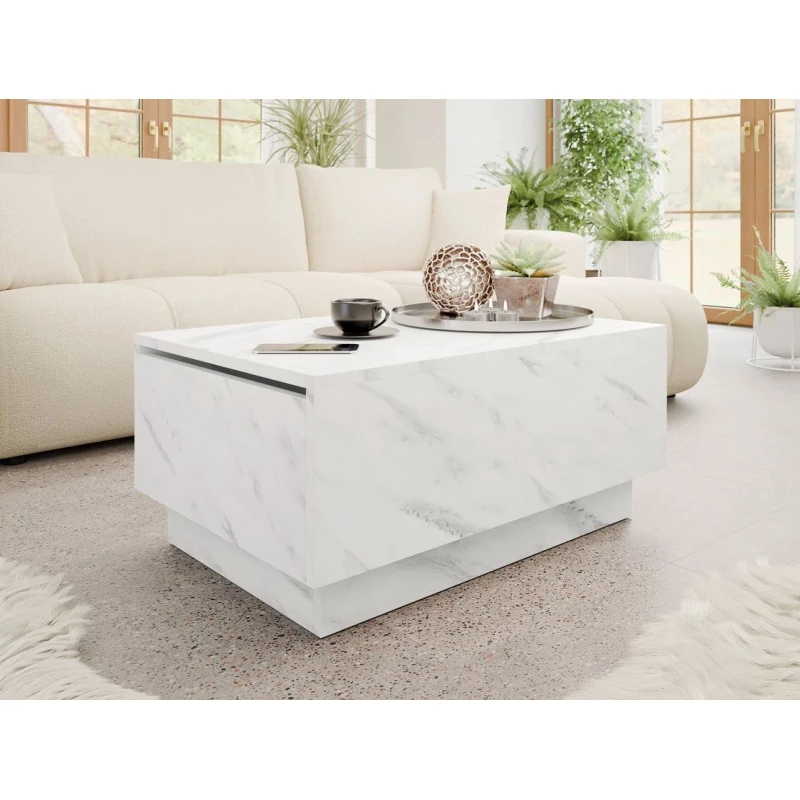 Konferenčný stolík 90x60 cm NORAN - mramor biely
