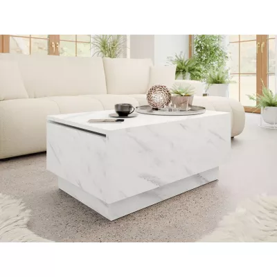 Konferenčný stolík 90x60 cm NORAN - mramor biely