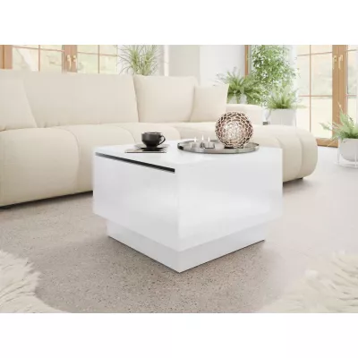 Konferenčný stolík štvorec 60x60 cm NORAN - lesklý biely