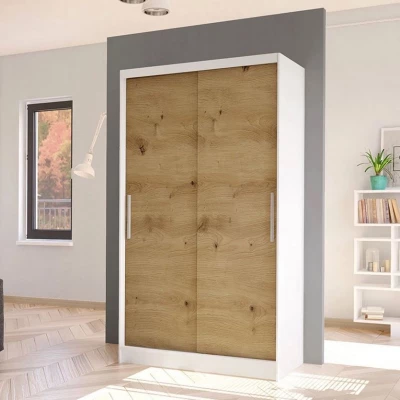 Úzka šatníková skriňa 100 cm s posuvnými dverami ARAPO 1 - dub artisan / biela