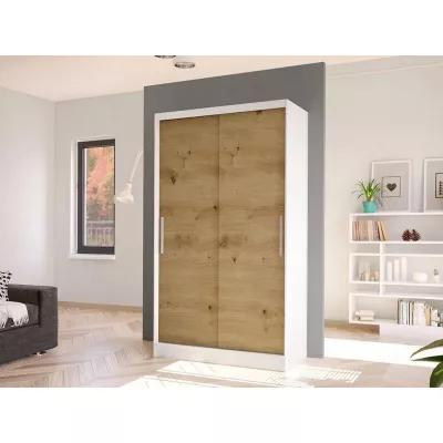 Úzka šatníková skriňa 100 cm s posuvnými dverami ARAPO 1 - dub artisan / biela