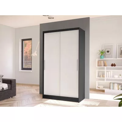 Úzka šatníková skriňa 100 cm s posuvnými dverami ARAPO 1 - čierna / biela