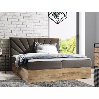 Kontinentálna jednolôžková posteľ 120x200 BELFLOWER 7 - dub lancelot / čokoládová + topper ZDARMA