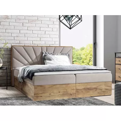 Kontinentálna jednolôžková posteľ 120x200 BELFLOWER 7 - dub lancelot / béžová + topper ZDARMA