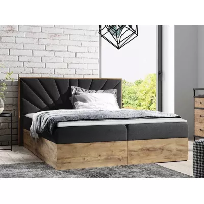 Kontinentálna dvojlôžková posteľ 160x200 BELFLOWER 7 - dub lancelot / antracitová + topper ZDARMA