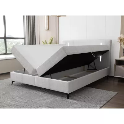 Americká manželská posteľ 160x200 s LED osvetlením FIDOREA - čierna + topper ZDARMA
