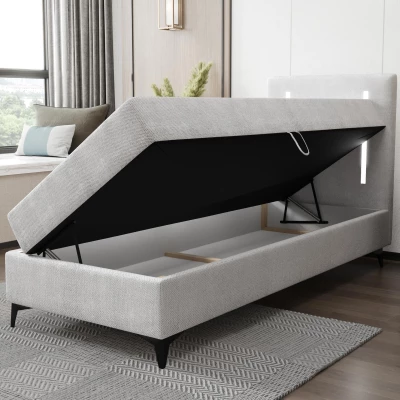 Americká jednolôžková posteľ 90x200 FIDOREA - staroružová, pravé prevedenie + topper ZDARMA
