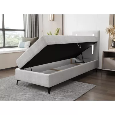Americká jednolôžková posteľ 90x200 FIDOREA - staroružová, pravé prevedenie + topper ZDARMA