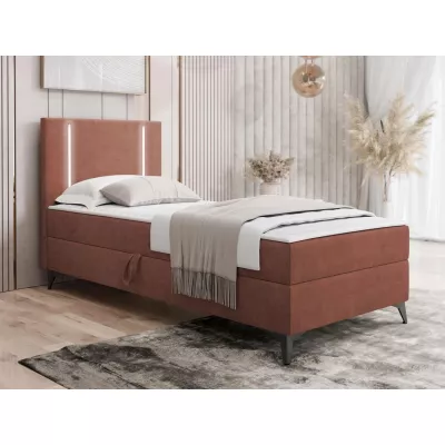 Americká jednolôžková posteľ 80x200 FIDOREA - staroružová, ľavé prevedenie + topper ZDARMA