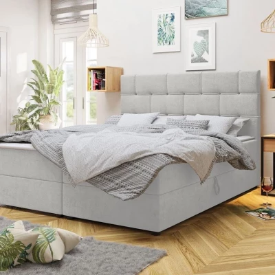 Boxspringová manželská posteľ 180x200 FIGIEL - šedá + topper ZDARMA