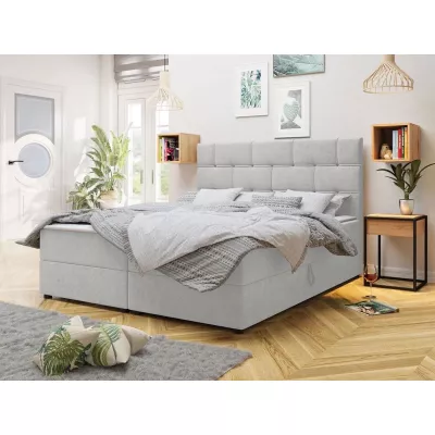 Boxspringová manželská posteľ 180x200 FIGIEL - šedá + topper ZDARMA