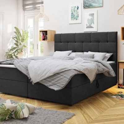 Boxspringová manželská posteľ 180x200 FIGIEL - tmavá šedá + topper ZDARMA