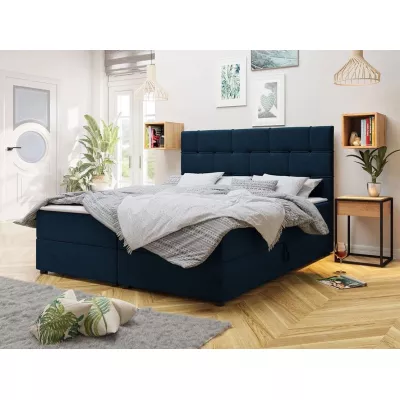 Boxspringová manželská posteľ 160x200 FIGIEL - modrá + topper ZDARMA