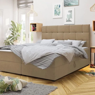 Boxspringová manželská posteľ 140x200 FIGIEL - hnedá + topper ZDARMA