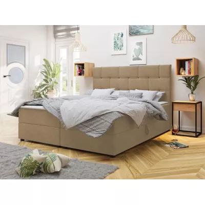 Boxspringová manželská posteľ 140x200 FIGIEL - hnedá + topper ZDARMA