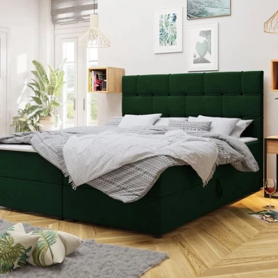 Boxspringová manželská posteľ 140x200 FIGIEL - zelená + topper ZDARMA