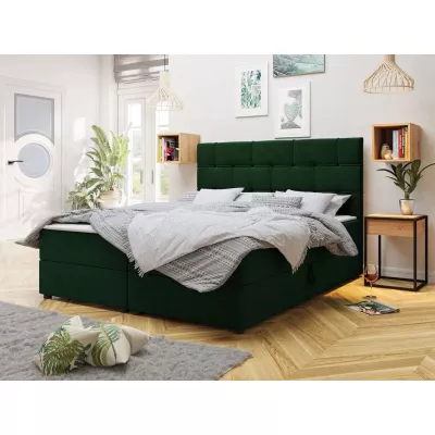 Boxspringová manželská posteľ 140x200 FIGIEL - zelená + topper ZDARMA