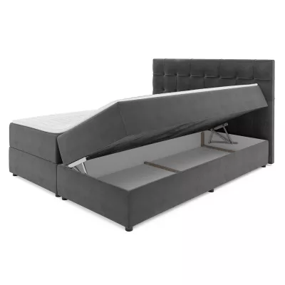 Boxspringová manželská posteľ 180x200 FIGIEL - tmavá šedá + topper ZDARMA