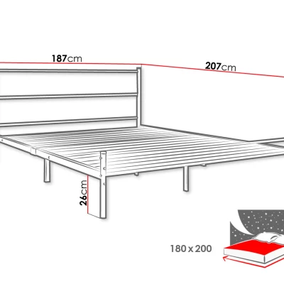Kovová manželská posteľ 180x200 KARBY 2 - čierna