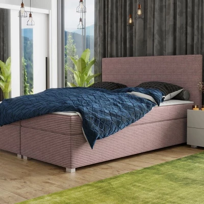 Americká manželská posteľ s vysokým čelom 180x200 PITEA - ružovošedá + topper ZDARMA