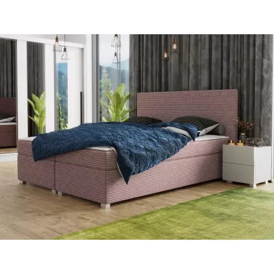Americká manželská posteľ s vysokým čelom 180x200 PITEA - ružovošedá + topper ZDARMA