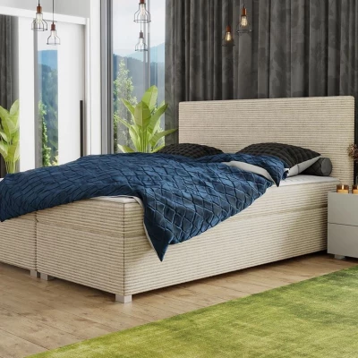 Americká manželská posteľ s vysokým čelom 160x200 PITEA - špinavá biela + topper ZDARMA