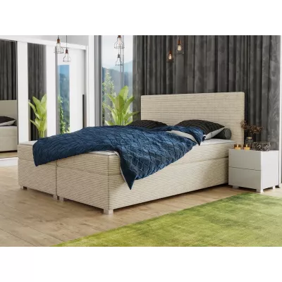 Americká manželská posteľ s vysokým čelom 160x200 PITEA - špinavá biela + topper ZDARMA