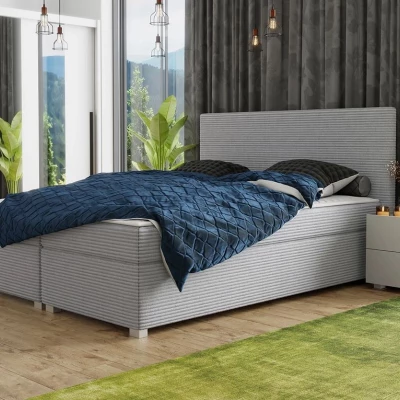 Americká manželská posteľ s vysokým čelom 140x200 PITEA - svetlá popolavá + topper ZDARMA