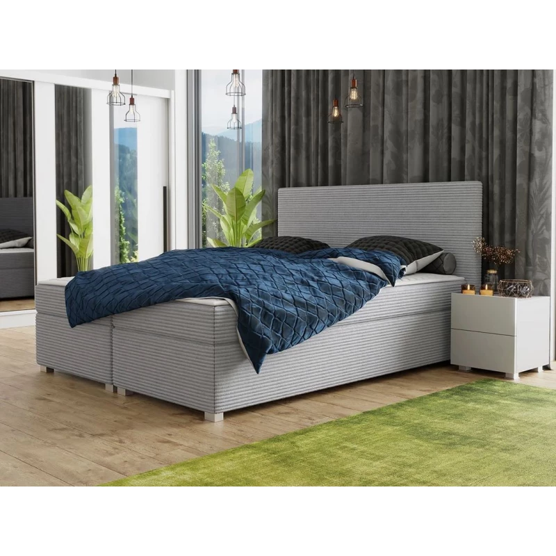 Americká manželská posteľ s vysokým čelom 140x200 PITEA - svetlá popolavá + topper ZDARMA