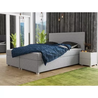 Americká manželská posteľ s vysokým čelom 140x200 PITEA - svetlá popolavá + topper ZDARMA