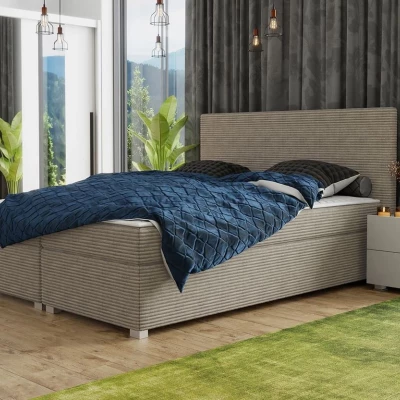 Americká manželská posteľ s vysokým čelom 140x200 PITEA - béžová + topper ZDARMA