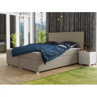 Americká manželská posteľ s vysokým čelom 140x200 PITEA - béžová + topper ZDARMA