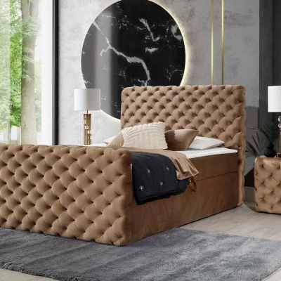 Hotelová dvojlôžková posteľ 200x200 VALANCIA LUX - hnedá + topper ZDARMA