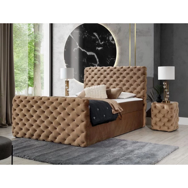 Hotelová dvojlôžková posteľ 200x200 VALANCIA LUX - hnedá + topper ZDARMA