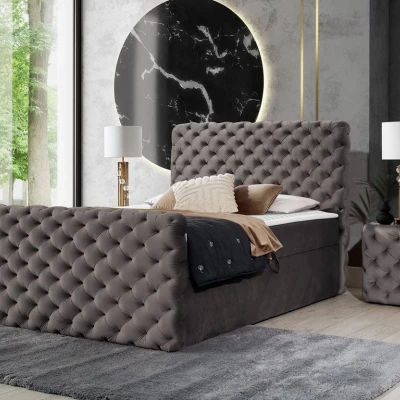 Hotelová dvojlôžková posteľ 140x200 VALANCIA LUX - šedá + topper ZDARMA