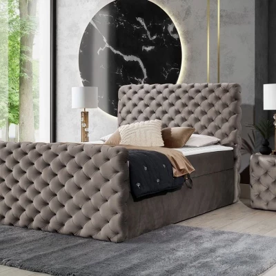 Hotelová jednolôžková posteľ 120x200 VALANCIA LUX - taupe + topper ZDARMA