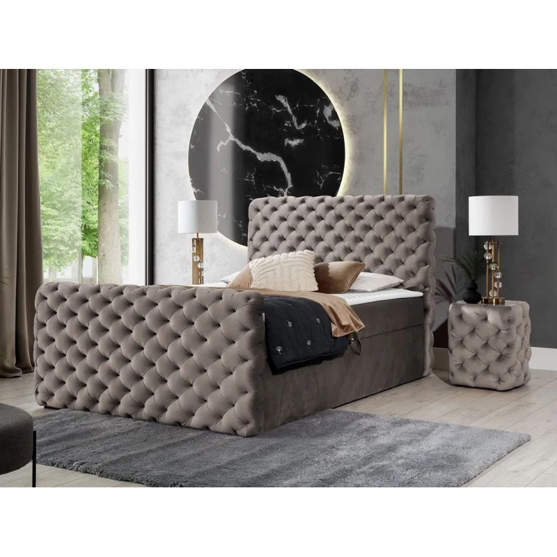 Hotelová jednolôžková posteľ 120x200 VALANCIA LUX - taupe + topper ZDARMA