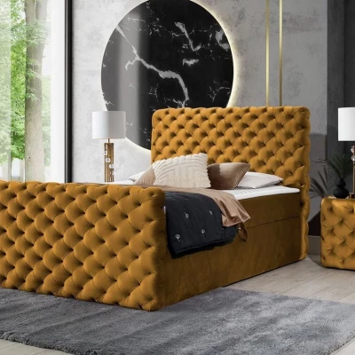 Hotelová jednolôžková posteľ 120x200 VALANCIA LUX - horčicová + topper ZDARMA
