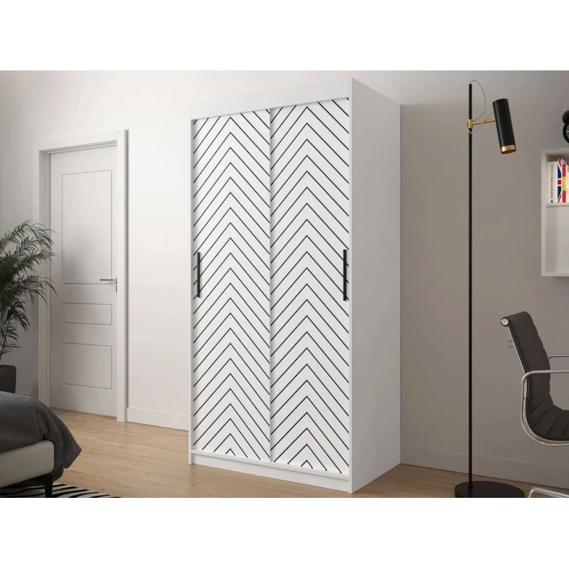 Úzka šatníková skriňa 100 cm ORIOT - biela / čierna