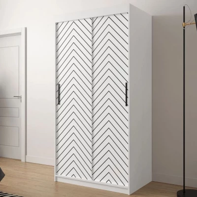 Úzka šatníková skriňa 100 cm so šuplíkmi ORIOT - biela / čierna