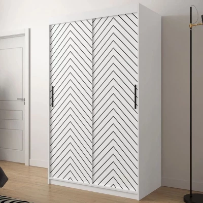 Úzka šatníková skriňa 120 cm so šuplíkmi ORIOT - biela / čierna