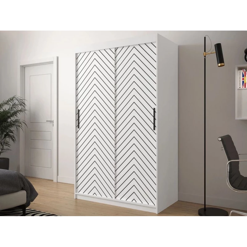 Úzka šatníková skriňa 120 cm so šuplíkmi ORIOT - biela / čierna