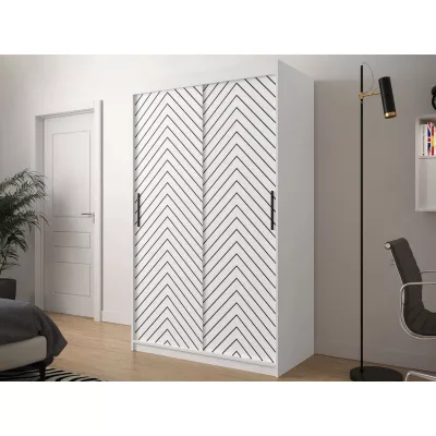 Úzka šatníková skriňa 120 cm so šuplíkmi ORIOT - biela / čierna