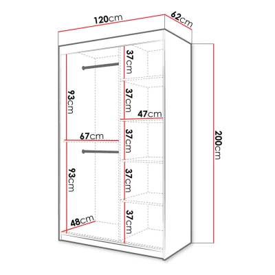 Úzka šatníková skriňa 120 cm ORIOT - biela / čierna