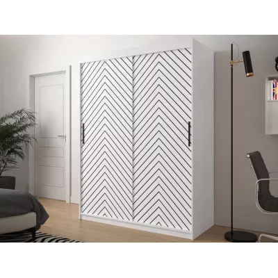 Šatníková skriňa 150 cm s posuvnými dverami ORIOT - biela / čierna