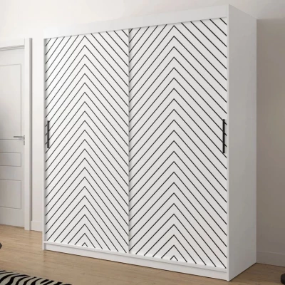Šatníková skriňa 180 cm s posuvnými dverami ORIOT - biela / čierna