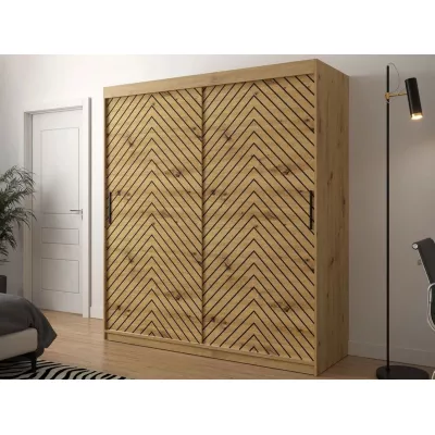 Šatníková skriňa 180 cm s posuvnými dverami ORIOT - dub artisan / čierna