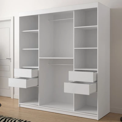 Šatníková skriňa 180 cm s posuvnými dverami a šuplíkmi ORIOT - čierna / dub artisan